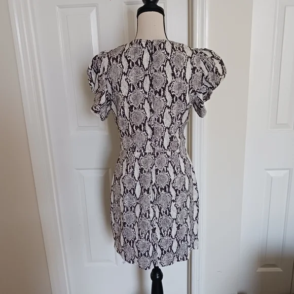A.L.C. Brinley Snakeskin Puff Short Sleeves Mini Dress - Picture 6 of 16